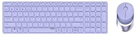 Rapoo 9750M kabelloses Tastatur-Maus Set Wireless Deskset 1600 DPI Sensor wiederaufladbarer Akku flaches Aluminium Design DE-Layout QWERTZ PC & Mac - lila