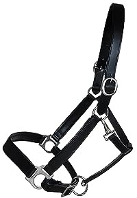 German Riding Lederhalfter Alba verstellbar an Nase und Genick schwarz (Pony)