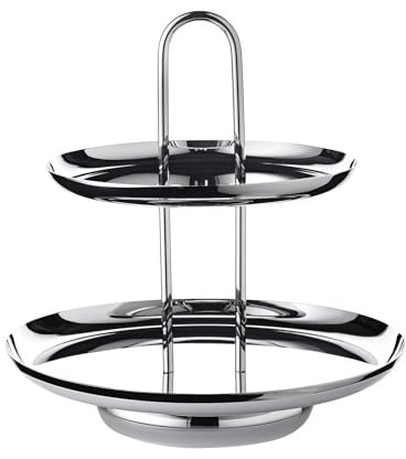 EDZARD Etagere Apus (Höhe 28 cm, 2-stöckig), Edelstahl hochglanzpoliert | Tischdeko, Servierset, Geschenkidee, Partydeko, Kuchenetagere