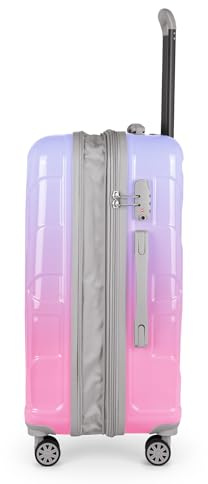 suitline - Hartschalen-Koffer Koffer Trolley Rollkoffer Reisekoffer, TSA, 66 cm, ca. 58 Liter, PC glänzend, Gradient Design Verlauf, Sakura | ABS-Hartschale · TSA-Zahlenschloss · Erweiterbar · 4 Rollen · Austauschbare Ersatzteile · Aufgabegepäck · Urlaub · 1-2 Wochen