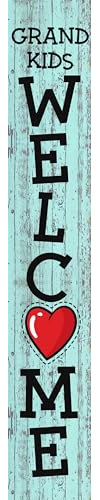 Willkommensschild für Großeltern, lustiges Schild für Großeltern, Geschenk für Großeltern, 20,3 x 122,9 cm, Outdoor-Schilder für Veranda, vertikal, aus Holz, für den Außenbereich, stehend, Veranda