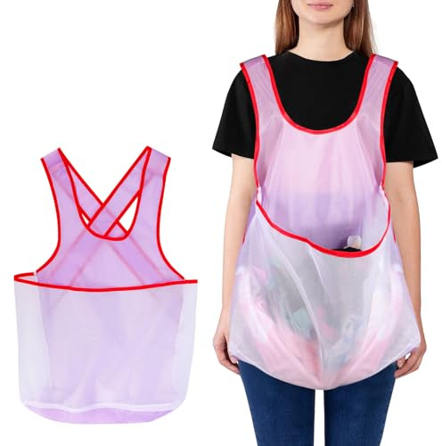 Risipu Portable Clothes Drying Apron,Halter Cross Back Bandage X Shape Laundry Apron with Large Pocket Oxford Cloth Garden Work Apron Mother Gifts (B)