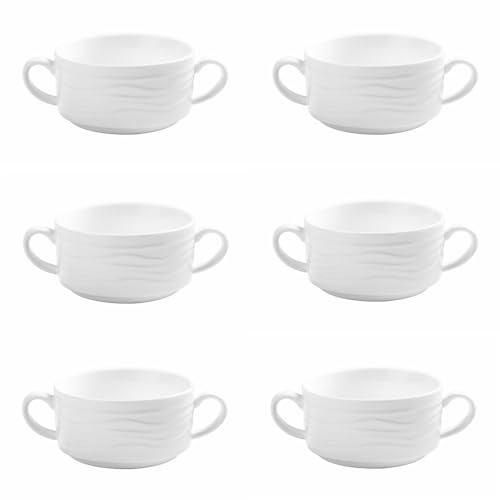 Holst Porzellan MD 125 - Juego de 6 tazas de porcelana para sopa (0,25 L), color blanco