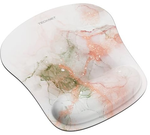 TECKNET Mouse Mat with Memory Foam Rest -Non-slip Rubber base- Special-Textured Water-Resistant Surface