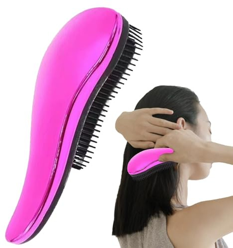 Cepillo desenredador, cepillo para desenredar, pequeño cepillo de pelo con mango largo para bolso - cepillo desenredador de pelo de viaje, masaje del cabelludo para adultos y niños, natural