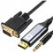 CO2 Cavo da VGA D-SUB a HDMI 2K/60Hz con mini jack audio, Full HD 1080p, Plug & Play, placcato oro, adattatore unidirezionale, convertitore, compatibile con monitor, proiettori, alluminio grigio (2 m)