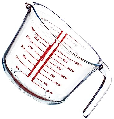 KICHOUSE Jarra Medidora De Vidrio Templado Resistente Cambios De Temperatura Vaso Graduado Para Líquidos y Repostería Herramienta Ligera y Fácil De Limpiar Para Cocina