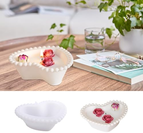 SenaiMy Epoxidharz Formen Moulds Resin Silikonform Tablett, Kerzenhalter, Gießformen, Herzförmige Form für Beton Gips DIY, Obsttablett Gießform