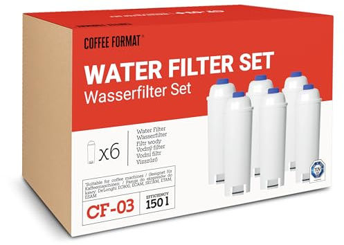 Coffee Format SET 6 Stück Wasserfilter kompatibel mit Kaffeautomat DeLonghi, Ersatz für DeLonghi DLSC002, Kaffee Filter, verringert den Kalkgehalt des Wassers, reduziert geschmacksstörende Stoffe