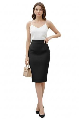 TRENDMALLS Women's Knee Length Formal Pencil Skirt with Elastic Waist Band Skirt For girls & Women