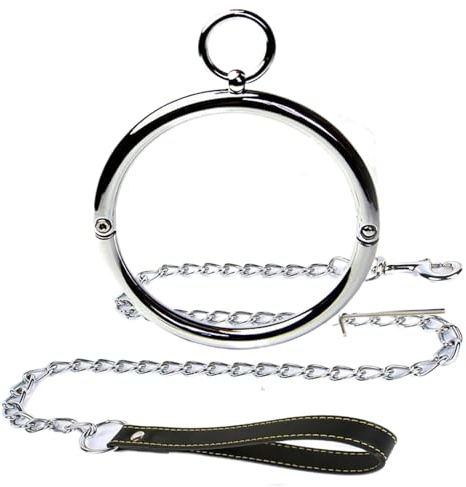 Fetisch SM Metall Halsbänder O-Ring mit Traktion Kette, Erotik Bondage Metall Halsband Erwachsene Flirt Sex Spielzeug für Männer, Frauen und Paare(Female Ø 12mm)