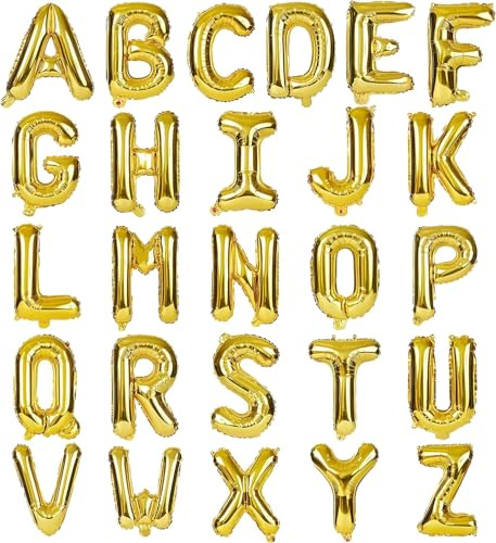 26 Stück 40,6 cm goldene Buchstaben A-Z Luftballons, Mylar-Folien-Alphabete, DIY, personalisierter Satz, Banner für Geburtstag, Jahrestag, Babyparty, Partyzubehör, Dekoration