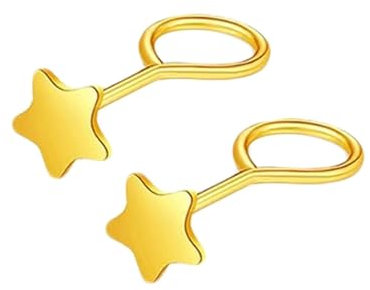 KnSam Gelbgold 24 Karat Au999 Ohrringe Echt Goldschmuck, Kugel Stern Herz Ohrstecker, Ohrringe Frauen 24K Gold