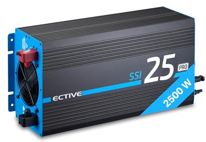 ECTIVE - Wechselrichter 12V auf 230V SSI PRO 25-2500W reine Sinuswelle - Spannungswandler DC/AC mit USB, Überlast- & Überhitzungsschutz, NSV & USV, MPPT-Solarladeregler & 40A Batterieladefunktion