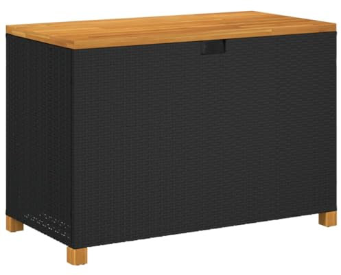 SDWEHO7 Auflagenbox aus PE Rattan, Gartenbox Garten Truhe Box Aufbewahrungsbox Gartentruhe für Terrasse & Balkon, Schwarz 110x55x63 cm