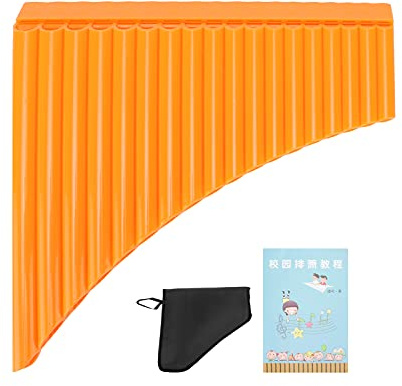 Tyenaza Pan Flöte, chinesisches traditionelles Musikinstrument Pan Flöte C Key mit Karton tragen Tasche mit Papptasche für Kinder Erwachsene Anfänger Lehrpersonal unterrichten. (Orange)