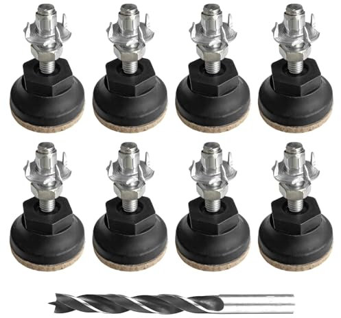 Zyiphor 8 Stück Verstellbare Möbelfüße Stellfüße M8 x 50mm Schraubfüße Höhenverstellbare füße mit Einschlagmuttern,Kontermuttern und Metallbohrern für Schreibtisch/Stuhl/Schrank/Kommode/Bank