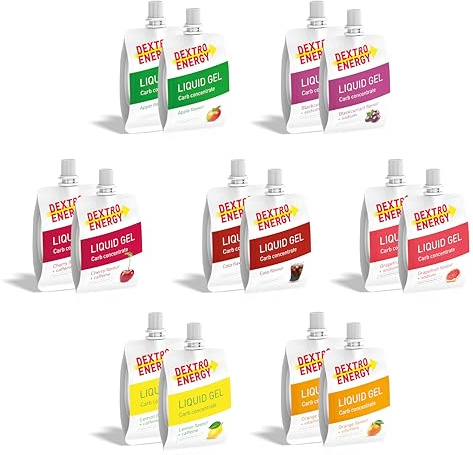 Dextro Energy Liquid Gel Mix Pack - 14x60ml (14er Pack | High Carb Energy Gel mit Zusatz von Natrium, Koffein oder Vitaminen
