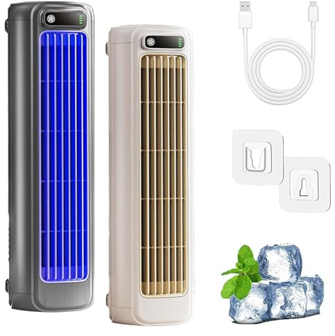Sherum Cooling Ace, Cooling Ace Portable Air Cooler, Silent Operation with 3 Adjustable Modes and Led Display, for Bedroom, Office, Stay Cool In Summer (Gray + Beige)
