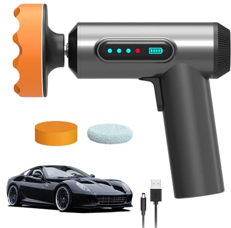 XPJBKC Polisseuse de voiture sans fil, polisseuse de voiture avec batterie rechargeable de 4000 mAh, polisseuses et tampons de voiture avec vitesse de 20 000 tr/min, 3 tampons de polissage, pour