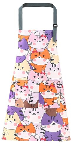 MAXQUU 1 Piece Cat Printed Apron, Cute Waterproof Apron, Suitable For Cooking, Housework, Gardening