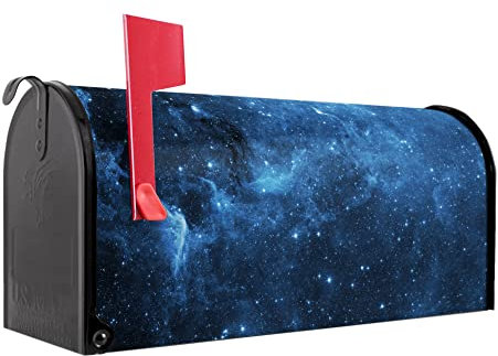 banjado Amerikanischer Briefkasten - US Mailbox/Letterbox mit Motiv Motiv Universum 51x22x17cm - Postkasten Stahl aus Amerika – Briefkasten amerikanisch schwarz pulverbeschichtet