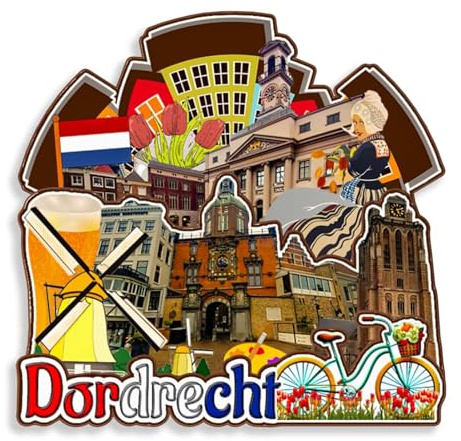 Dwutahcy 3D-Kühlschrankmagnet aus Holz für Dordrecht Niederlande, Stadtreise, Souvenirs, Kühlschrankaufkleber, Zuhause, Küche, Dekorationen, Geschenke