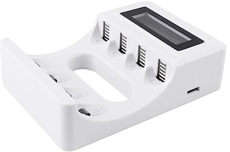 Caricatore USB LCD per Batterie Ricaricabili Slot con Protezione Sovraccarico e Modalità Trickle per Pile Stilo e Batterie Ricaricabili Efficienza Carica Ottimizzata e Sicurezza