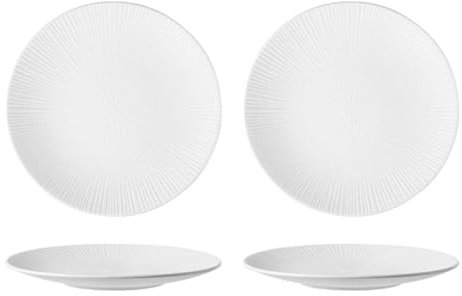 Nff Juego de 2 platos llanos de cerámica esmerilada de 25 cm, grandes, for servir carnes, pastas y postres. Apto for lavavajillas.(White,10 inch)