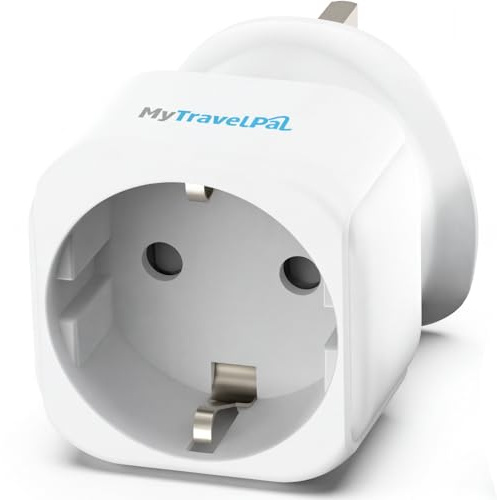 MyTravelPal EU to UK Plug Adapter | UK Safety Standards | Europe Schuko to UK 2 Pin to 3 Pin Travel Adaptor With 13A Fuse | For European & Euro Devices