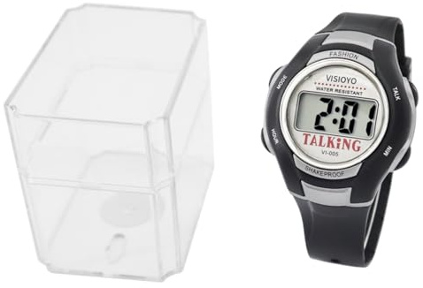 Montre à Annonce Vocale pour Déficients Visuels et Personnes Âgées | Montre Parlante avec Voix Claire en Français | Annonce Horaire Automatique et Réveil Simple | Cadran Léger à Gros Boutons