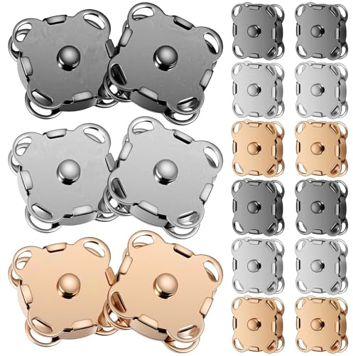 15 Paar Metall Magnetknöpfe, 15mm Magnetverschluss Taschen, Druckknöpfe zum Annähen, Magnete zum Einnähen für Geldbörsen, Handtaschen, Kleidung, Nähen, DIY Handwerk (3 Farben)