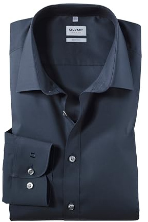 Olymp Uomo Camicia Business a Maniche Lunghe Level Five,Body Fit,Marine 18,41