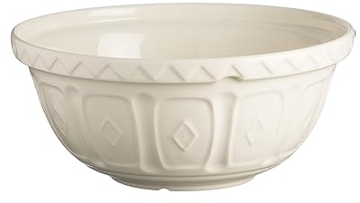 Mason Cash Colour Mix Cream Mixing Bowl | 4 Litre Capacity | 29cm Earthenware Bowl with Classic Pattern Design | Lightweight & Dishwasher Safe | Ideal for Baking, Pastry, Dough, Cakes & Cookies