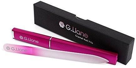 Kristall Glasnagelfeile – G.Liane Glasfeile – Nagelfeile Set Mit Etui – Nagelschere FÜR Natur Und Acrylnägel – Geschenkbox - Design (Rainbow Pink)