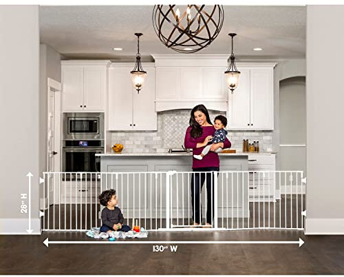 Regalo Safety 56-130 Super Wide Baby Gate & Play Yard, 2-in-1 Adjustable Safety Gate for Doorways & Bottom of Stairs, Wall Mounted Room Divider, Includes Wall Mount Kit