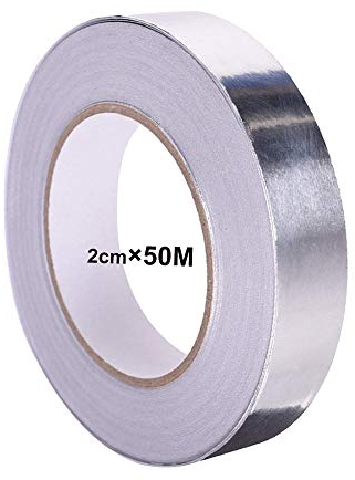 QitinDasen 50M X 20mm Premium Nastro Adesivo Alluminio, Lamina Alluminio Nastro con Adesivo Conduttivo, per Impianti di Ventilazione e Condizionamento (Argento)