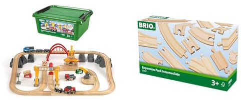 BRIO Bahn 33097 - Frachten Set Deluxe & Bahn 33402 - Mittleres Schienensortiment