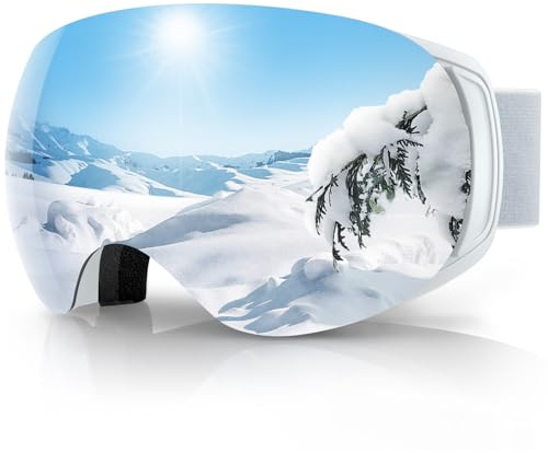 findway Ski Goggles for Men and Women - 100% UV Protection, OTG Snowboard Goggles Magnet Interchangeable Lens