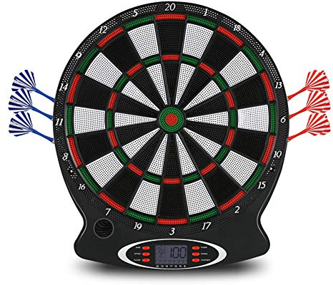 Dartscheibe, Elektronisch Dartscheibe für Kinder Erwachsene mit 6 Soft Tip Darts Elektronische Dartscheibe Set Outdoor mit LCD-Display Turnierscheibe Dartautomat E Dartboards