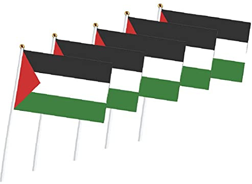TOSSPER 5pcs Estonie Palestine Polyester Drapeau De Main Petite Taille Flying Main Drapeau Bulgarie Algérie Algérie Algérie Drapeau Drapeau National Drapeau Décoration 14x21cm