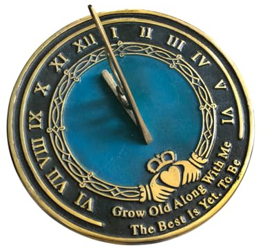 NauticalMart Personalized Grow Old Along w/Me Sundial Gift - 10 Inch Brass Sundial for Bride and Groom - Decorative Garden Sundial with Roman Numerals - Ideal for Weddings and Anniversaries