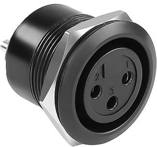 QIANRENON XLR Threaded Fixed Mount Adapter 3Pin XLR Female to Solder Terminal Round Connector XLR Soldered Audio Mount Jack, for Microphone Audio/Lighting (DMX) Devices, Black
