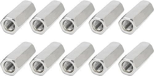 Konrunppy Dadi di prolunga esagonali in acciaio inox, dadi esagonali con asta lunga supportano giunti filettati, dadi esagonali con filettatura interna (M5 x 20 mm, 10)
