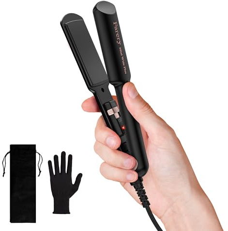 FARERY Portable Hair Straightener, 1.5 Inch Wider Plate Mini Flat Iron for Short Hair, Ceramic Travel Hair Straightener with Argan Oil & Keratin Infused, 100-240V Universal Voltage, with Storage Bag