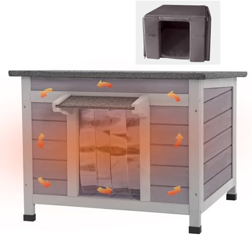 Outdoor Cat House with Insulated Liner Weatherproof Feral Cat Shelter for Winter