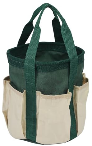 sourcing map Jardin Outil Sac 7,5 x 8,3 Grand Oxford Etanche avec Poches Jardin Cabas Sac Jardinage Plante Outil Organisateur Rangement Transporteur Magasin pour Femmes Hommes, Vert Foncé