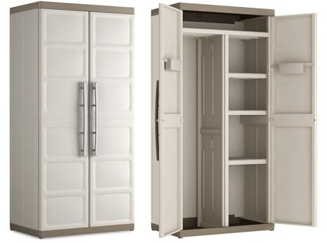 Mondo Viro Armadio porta oggetti e scope Bacau 2 ante con ripiani interni e piedini rialzati (Portascope - cm 65x45x182h)