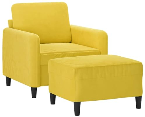 vidaXL Sessel, Relaxsessel mit Fußhocker, Fernsehsessel für Wohnzimmer, Polstersessel Ruhesessel TV Sessel Loungesessel, Gelb Samt