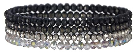 Uwiyo Damen Kristall Perlen Armband, Boho Mehrschichtiges Steine Armbänder Bohemian Kristall Perlen Armband Modeschmuck für Damen Mädchen Freundin